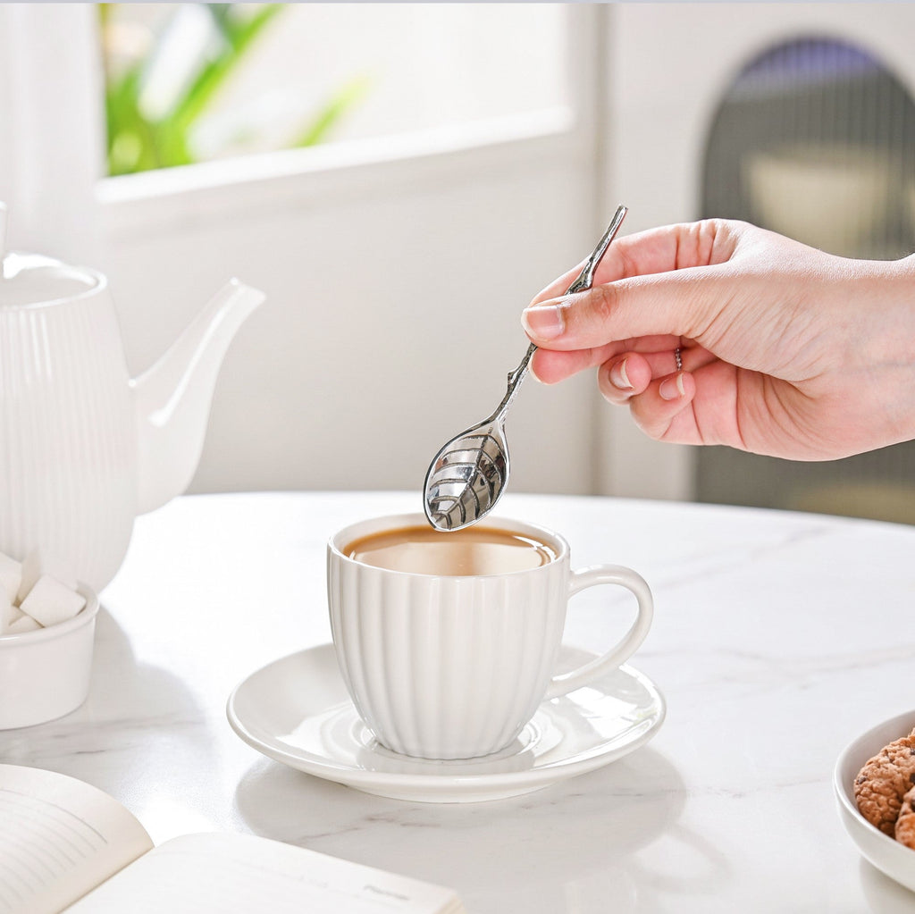 Silver Leaf Twig Tea Spoon Set Of 2