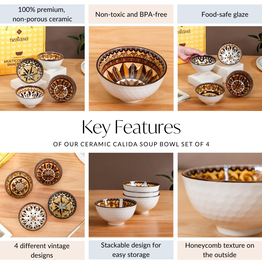 Ceramic Calida Soup Bowl Set Of 4 300ml