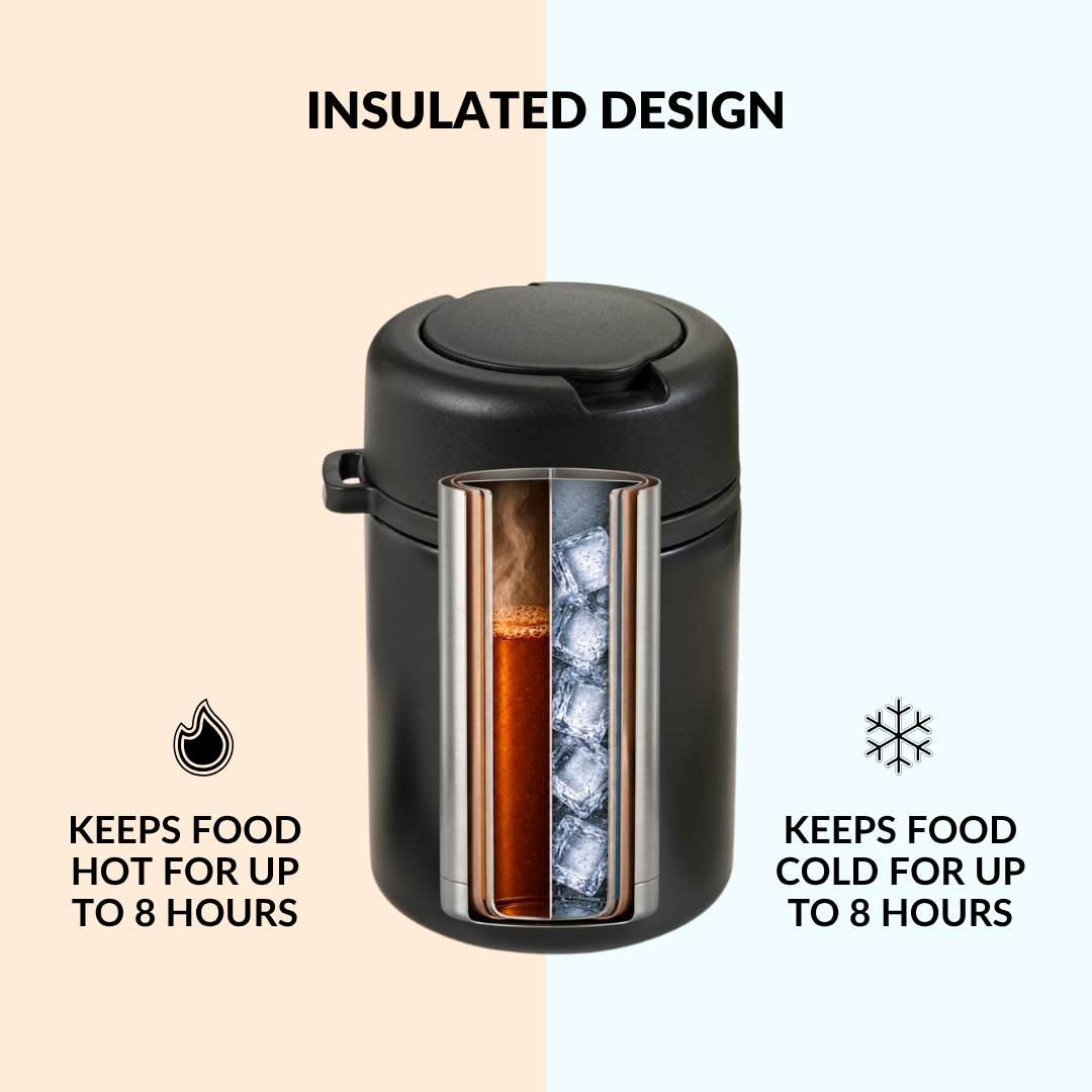 AMPM Portable Jar With Food Box Black 460ml