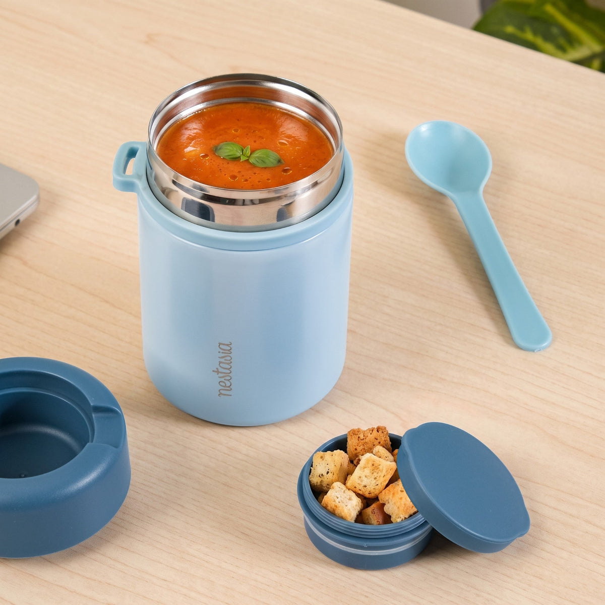 AMPM Jar With Dip Bowl And Spoon Baby Blue 460ml