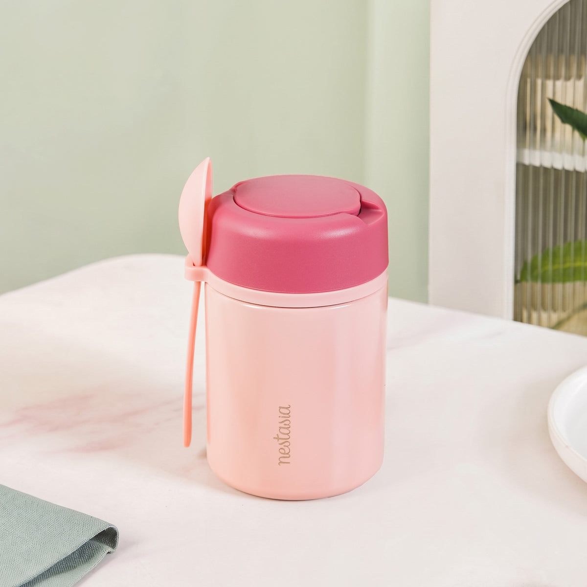 AMPM Portable Jar With Dressing Cup And Spoon Pink 460ml