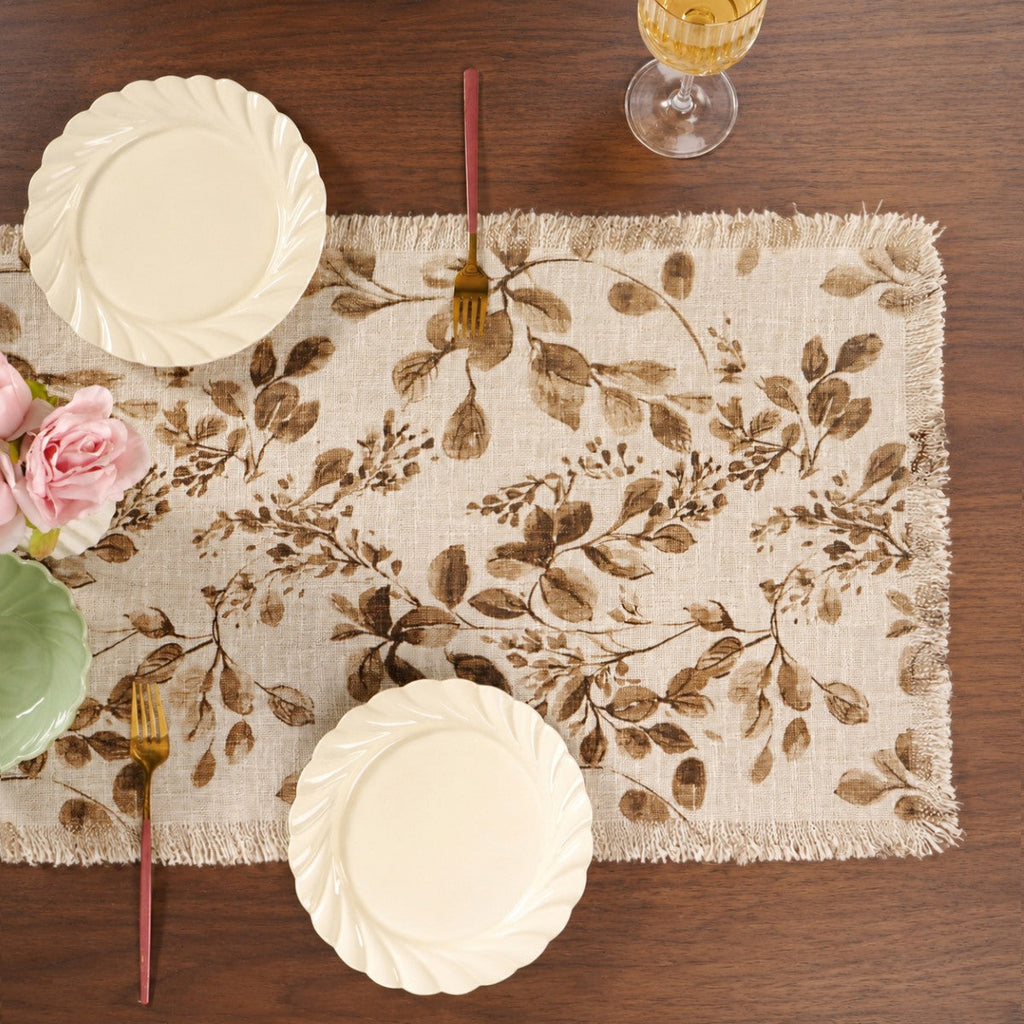 Rustic Foliage Cotton Table Runner 182x40cm