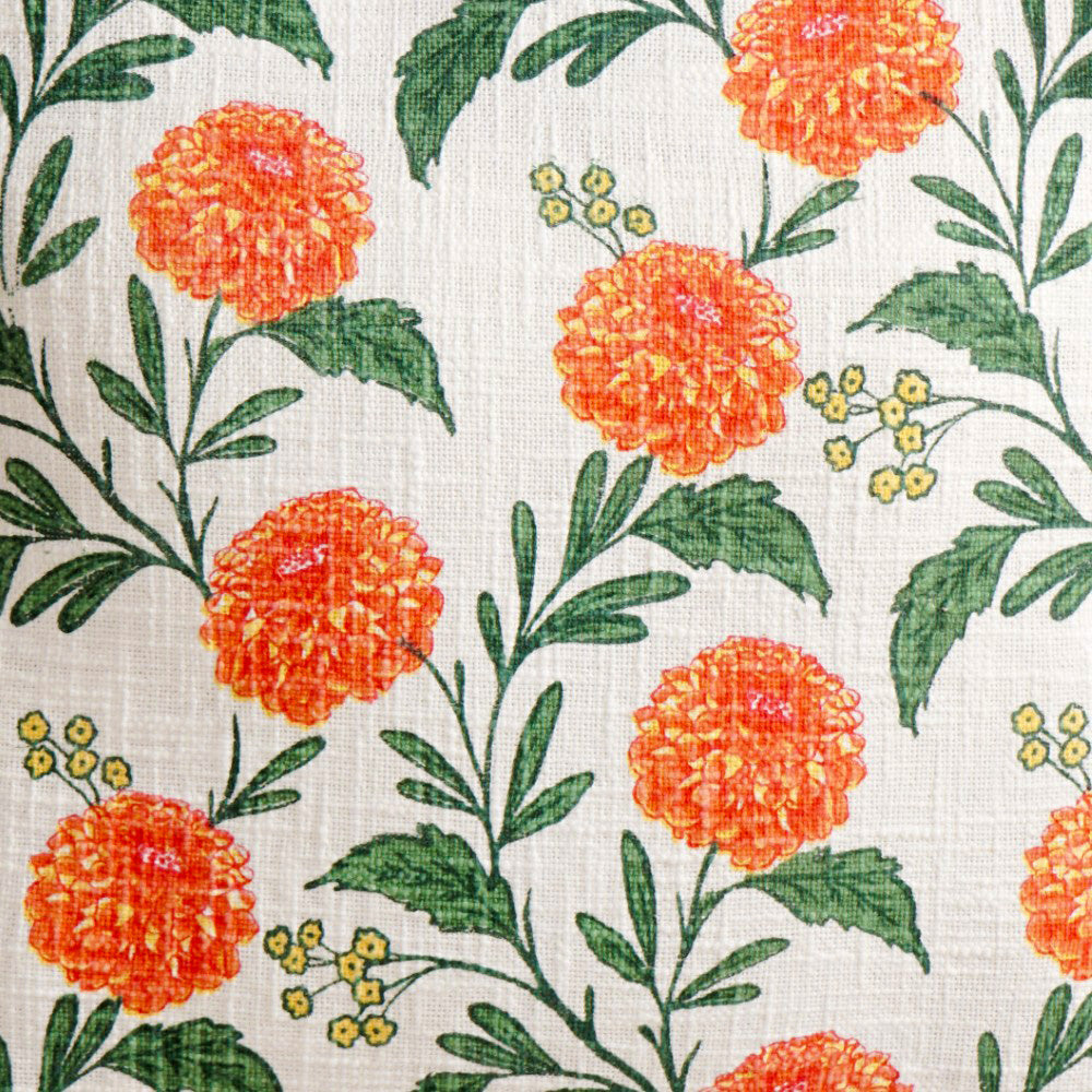 Marigold Bloom Embroidered Cotton Cushion Cover 45x45cm