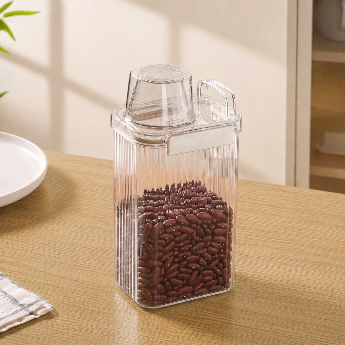Airtight Cereal Dispenser Container With Measuring Cup 1800ml
