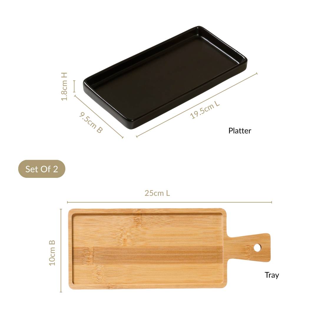 Appetizer Platter Set Of 2 Matte Black