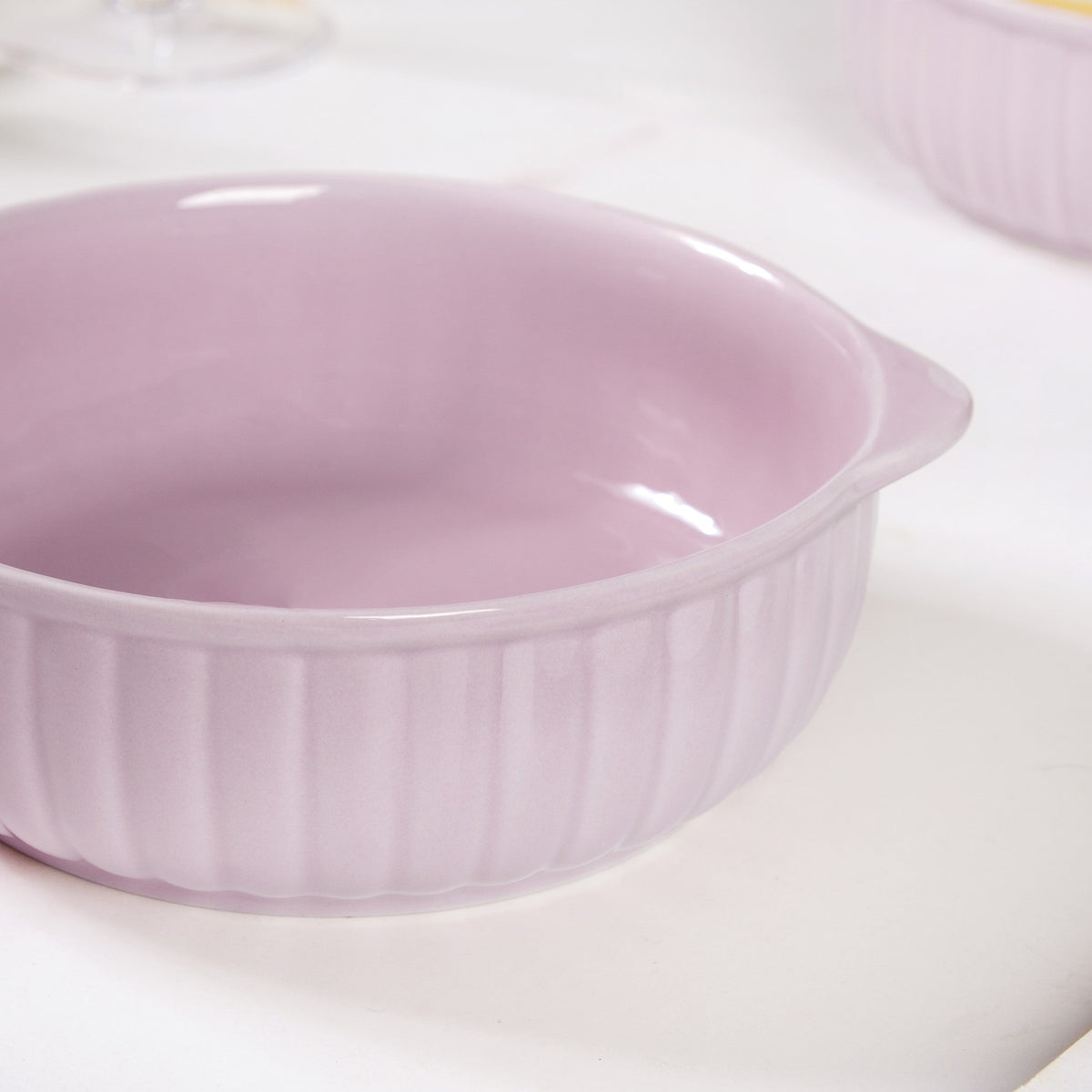 Set Of 2 Lilac Ceramic Baking And Serving Dish 800ml