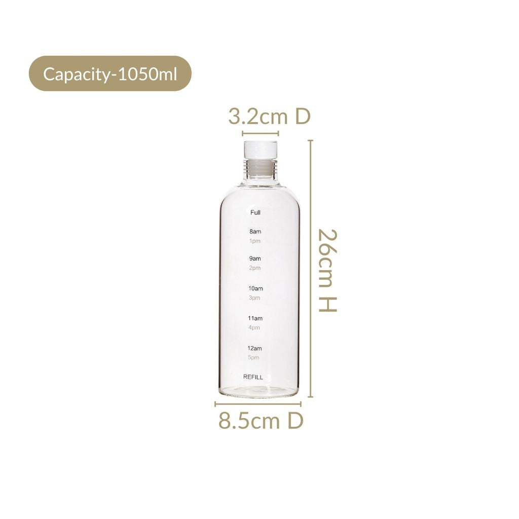 Borosilicate Glass Water Bottle 1050ml
