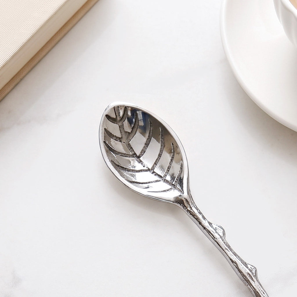 Silver Leaf Twig Tea Spoon Set Of 2
