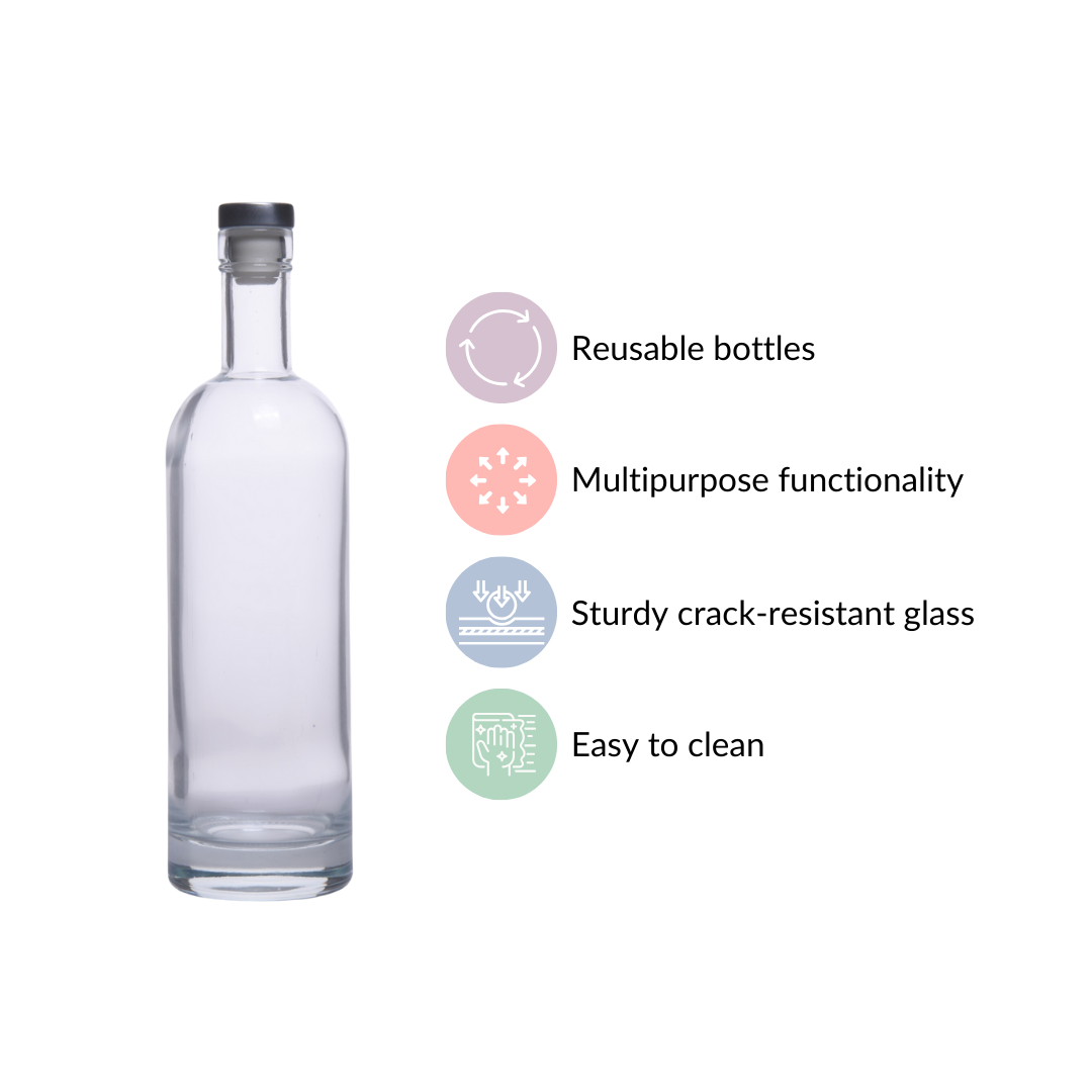 Set Of 4 Glass Water Bottle With Stopper 500ml