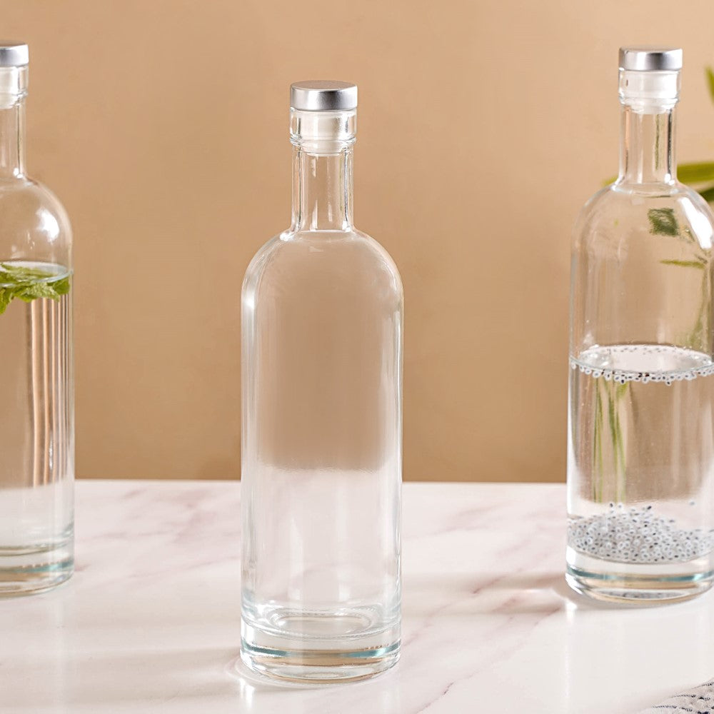 Set Of 4 Glass Water Bottle With Stopper 500ml