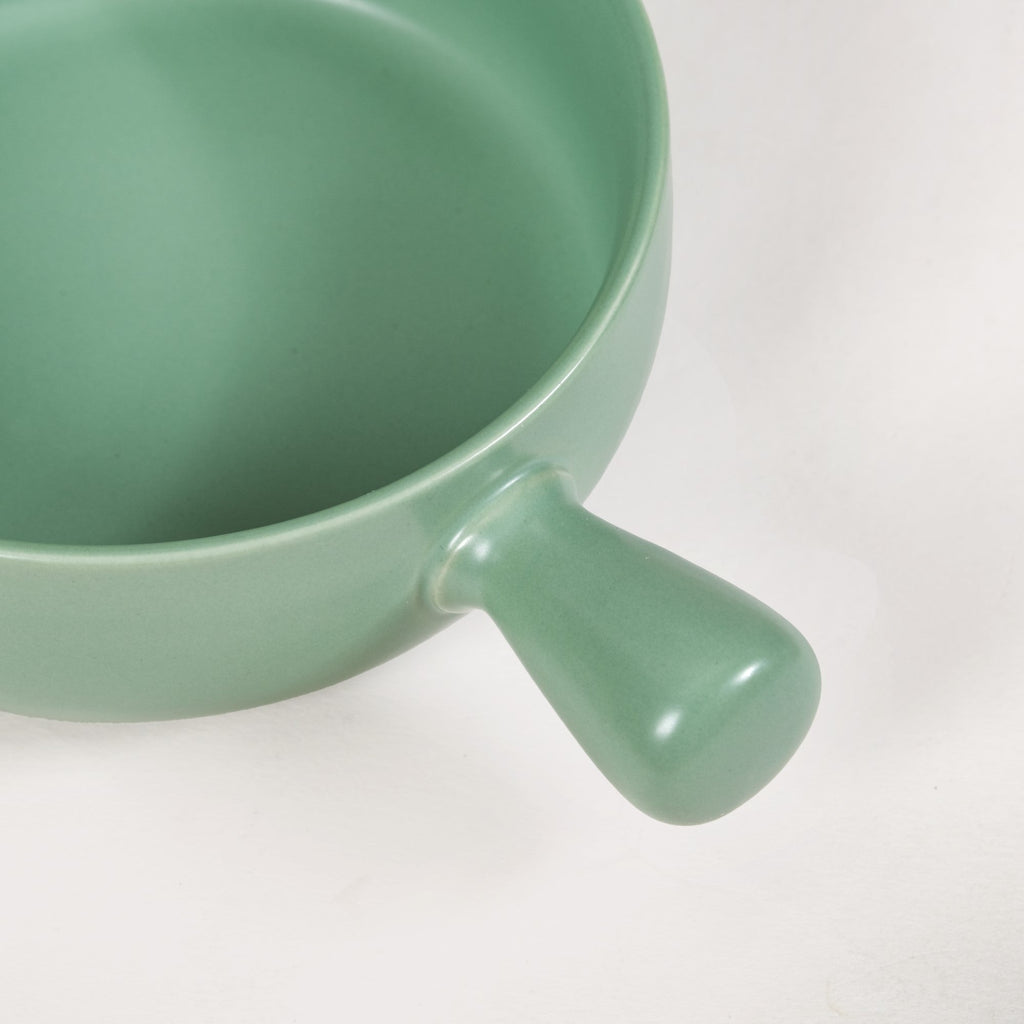Ceramic Baking Bowl With Handle Sage Green 700ml