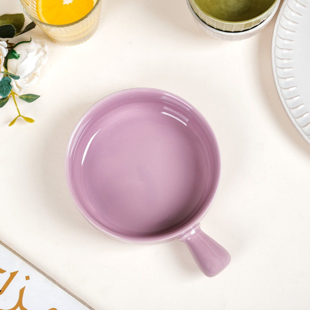 Purple Ceramic Bowl With Handle 700ml