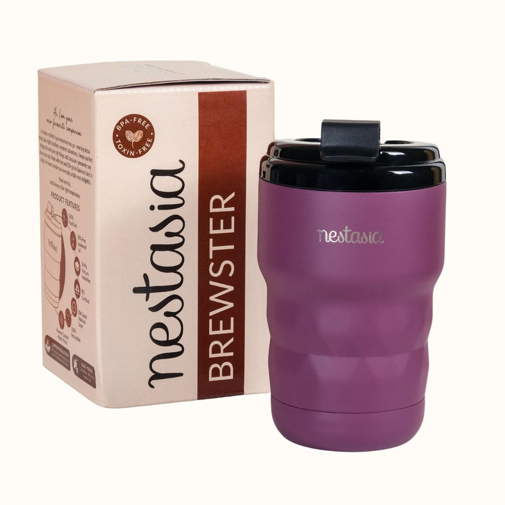 Brewster Insulated Travel Mug With Lid Plum Party Mauve 350ml