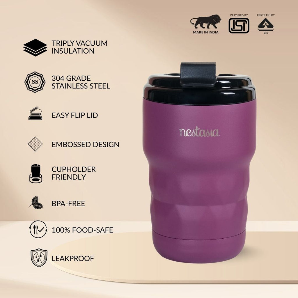 Brewster Insulated Travel Mug With Lid Plum Party Mauve 350ml