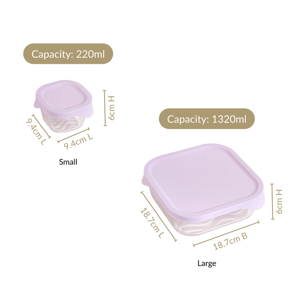 Groovo Lite Premium Borosilicate Food Container Set Of 5 220ml 1320ml