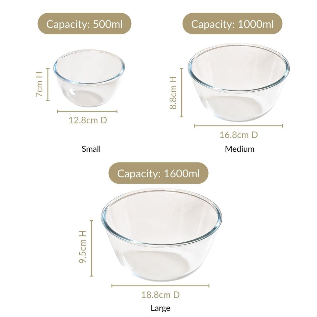 Glass Bowl Set Of 3 Microwave Oven Safe