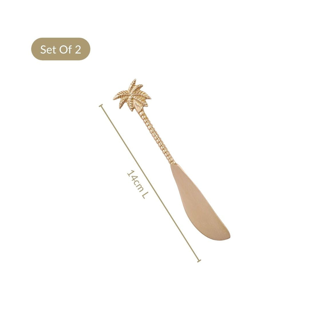 Palm Tree Brass Butter Knife Set Of 2