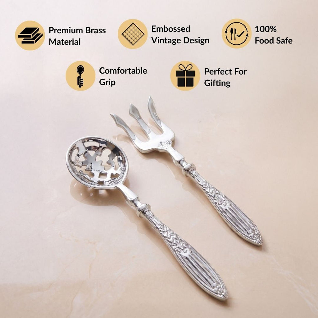 Vintage Serving Spoon And Fork Set Of 2