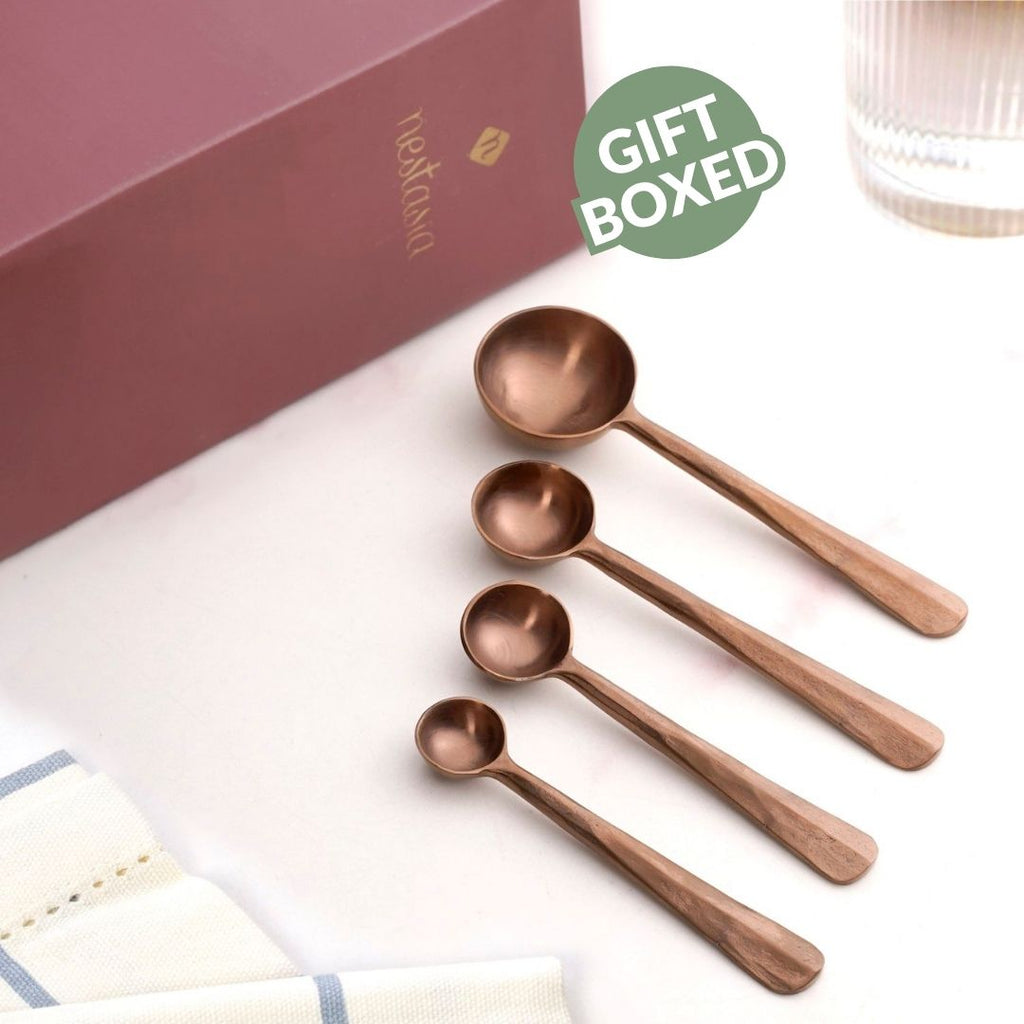 Rustic Cafecore Bronze Measuring Spoon Set Of 4