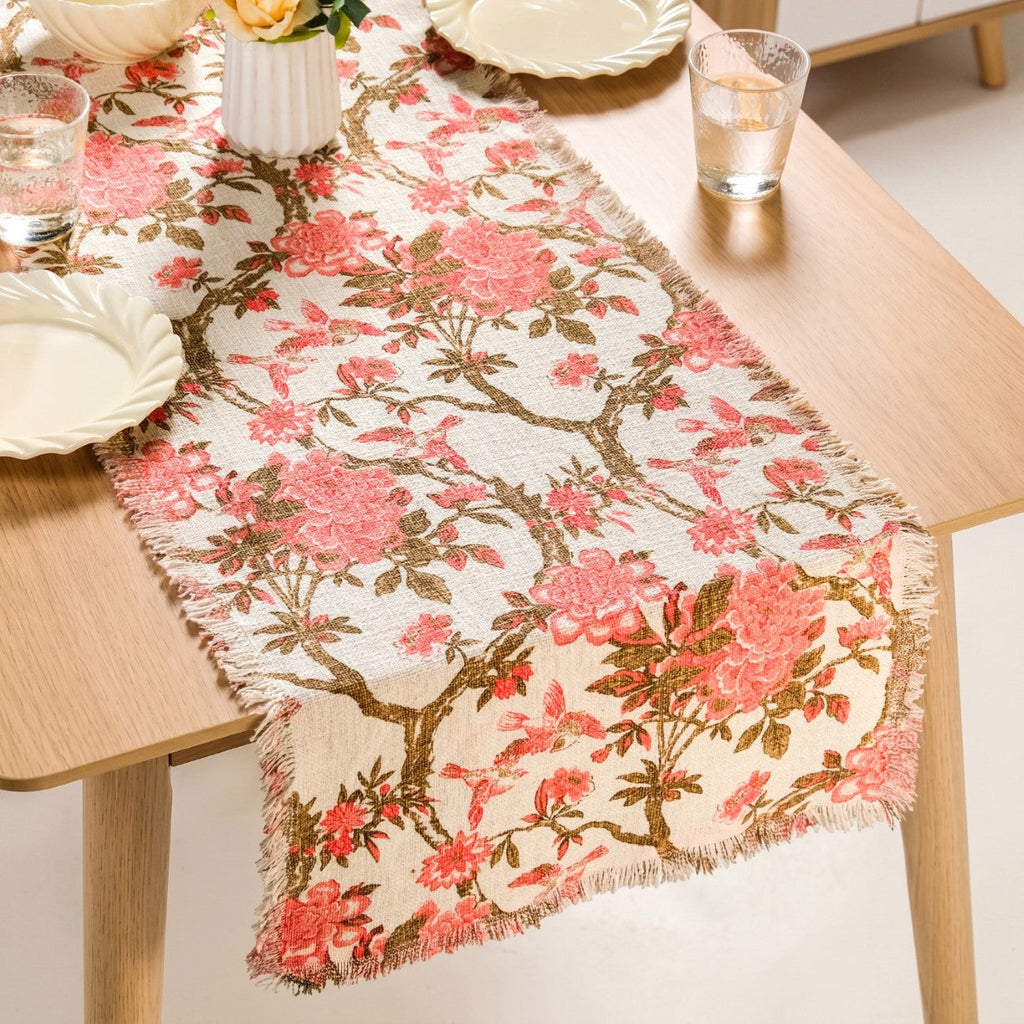 Blush Chinoiserie Dining Table Runner 182x40cm