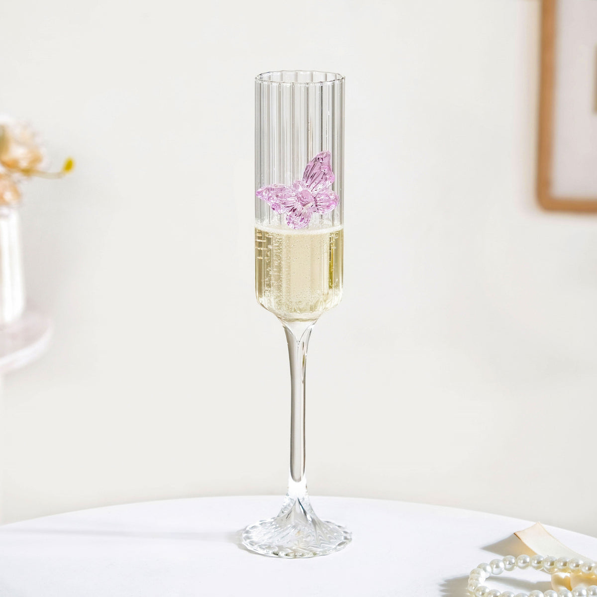 Crystal Butterfly Fluted Champagne Glass 190ml