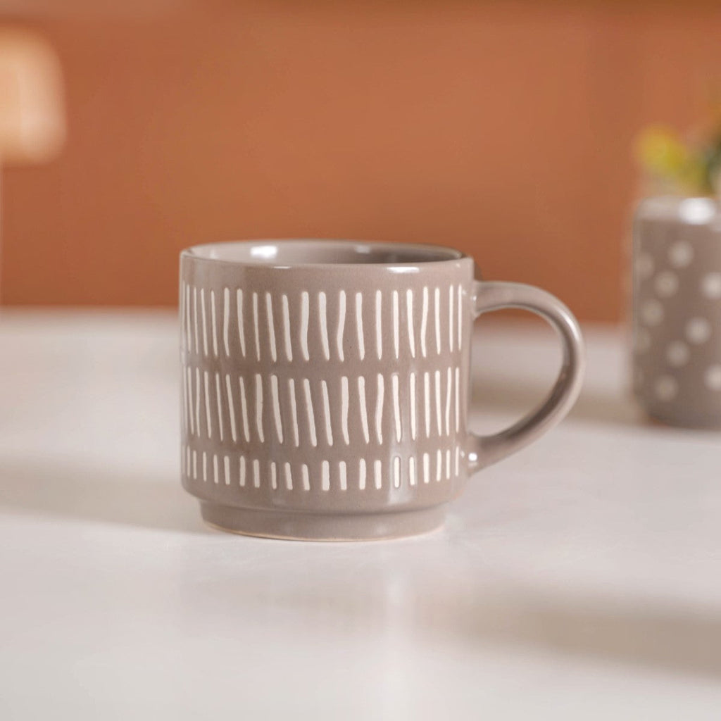 Quirky Beige Stackable Cups Set Of 4 220ml