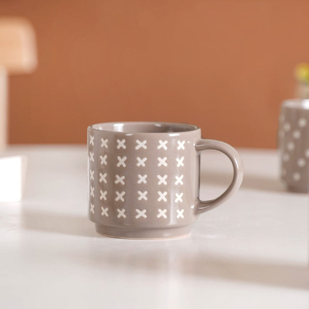 Quirky Beige Stackable Cups Set Of 4 220ml