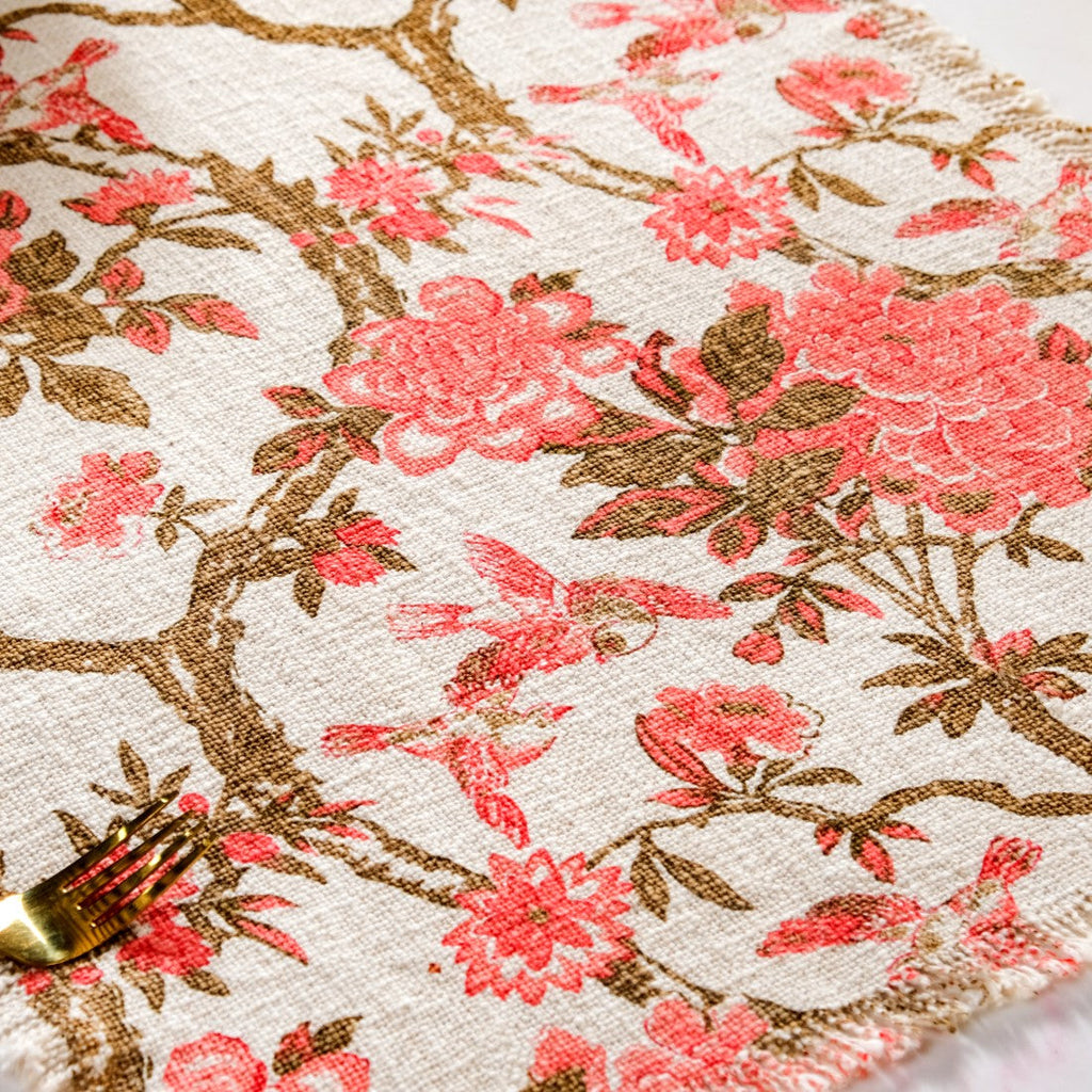 Blush Chinoiserie Dining Table Runner 182x40cm