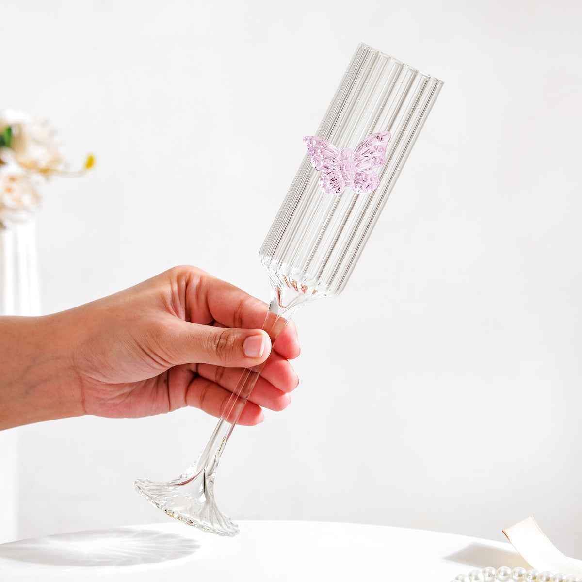 Crystal Butterfly Fluted Champagne Glass 190ml