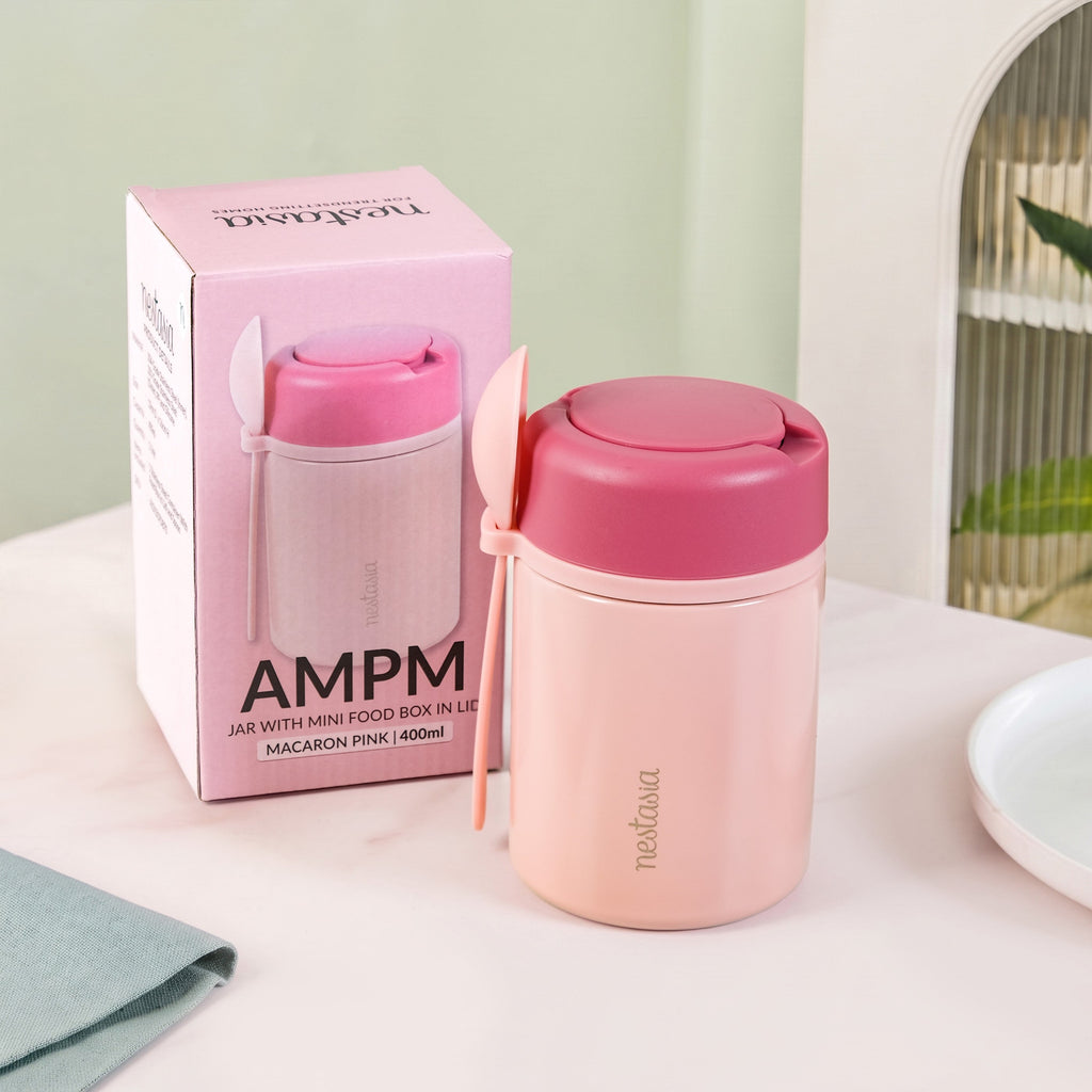 AMPM Portable Jar With Dressing Cup And Spoon Pink 460ml