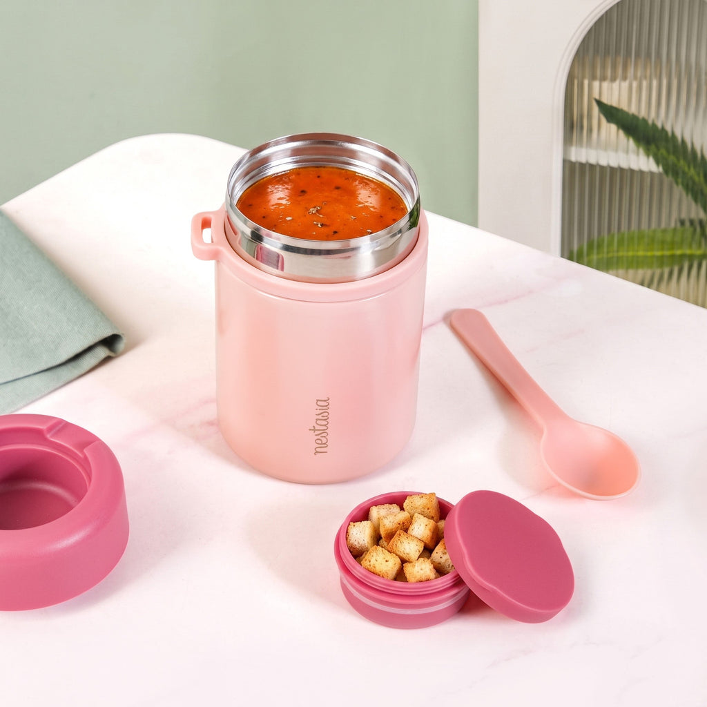 AMPM Portable Jar With Dressing Cup And Spoon Pink 460ml