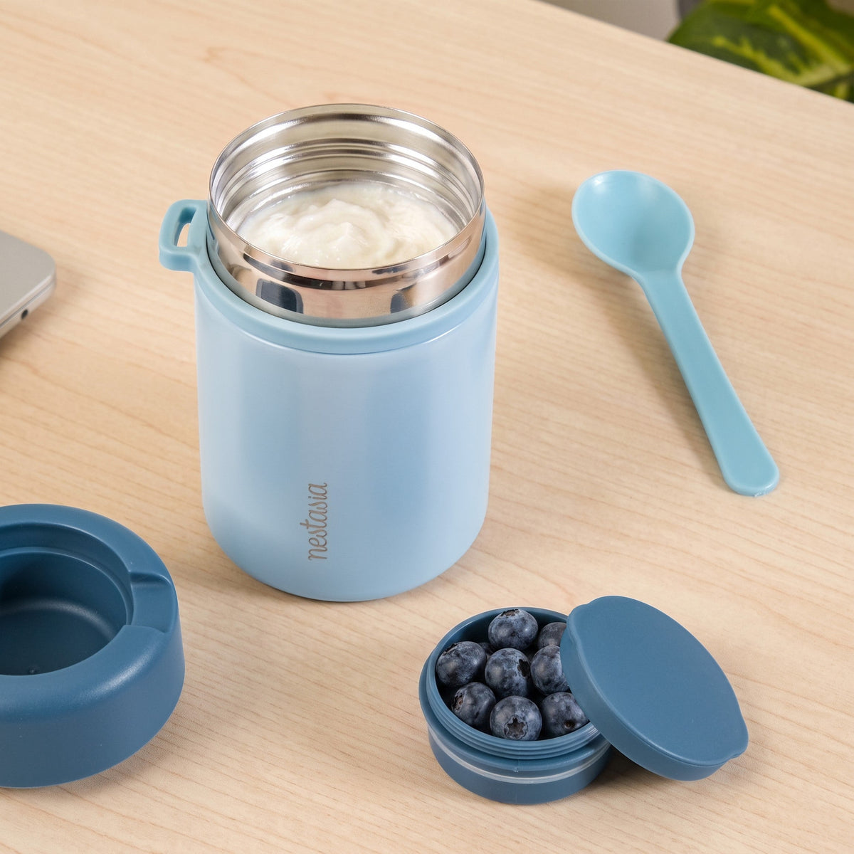 AMPM Jar With Dip Bowl And Spoon Baby Blue 460ml