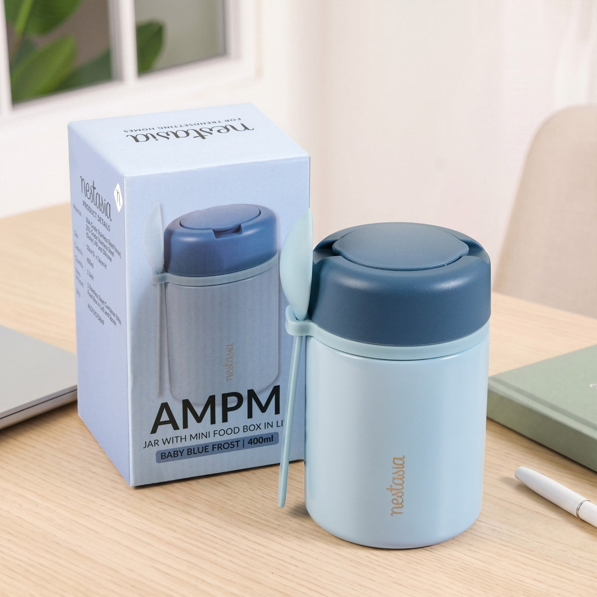 AMPM Jar With Dip Bowl And Spoon Baby Blue 460ml
