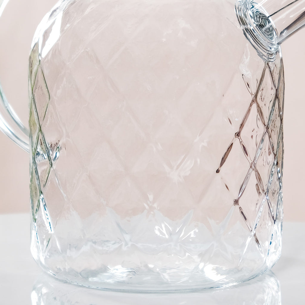 Diamond Glass Jug With Metal Spout Strainer 1700ml