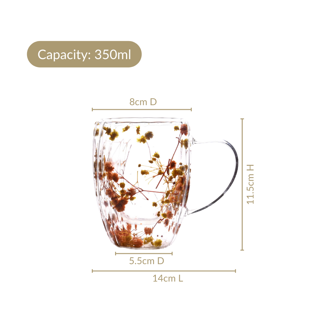 Double Walled Ribbed Spring Bloom Mug Set Of 2 350ml