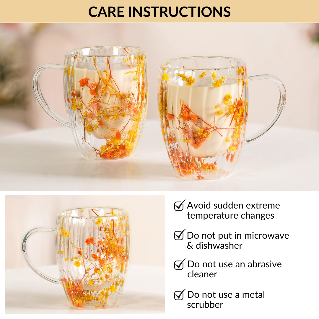 Double Walled Ribbed Spring Bloom Mug Set Of 2 350ml