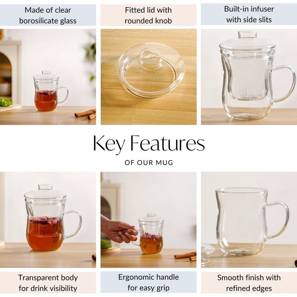Double Walled Glass Infuser Teapot with Strainer