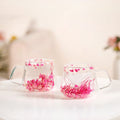 Double Walled Pink Flowers Coffee Mug Set Of 2 180ml
