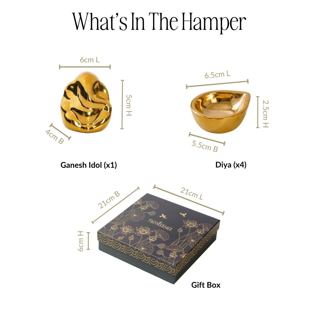 Ganesh Murti With Diya Gift Hamper Set Of 5