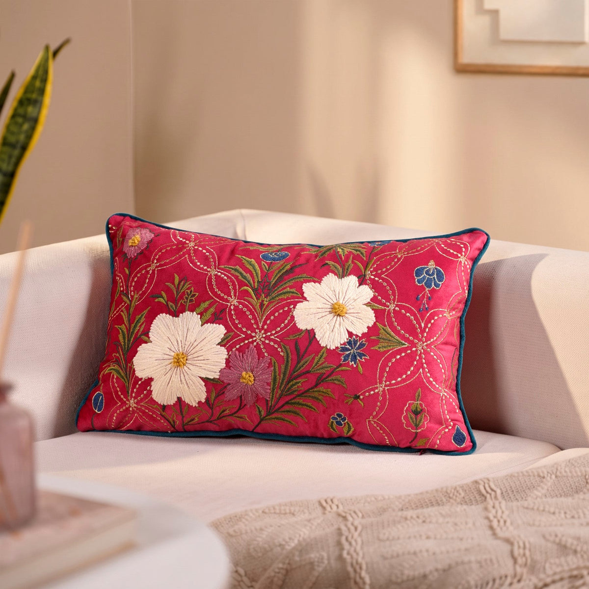 Embroidered Eden Cushion Cover 50x30cm