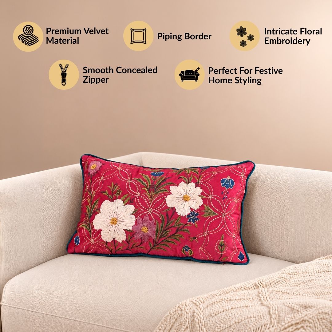 Embroidered Eden Cushion Cover 50x30cm
