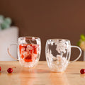 Dried Flowers Inside Double Glass Coffee Mug Set Of 2 350ml