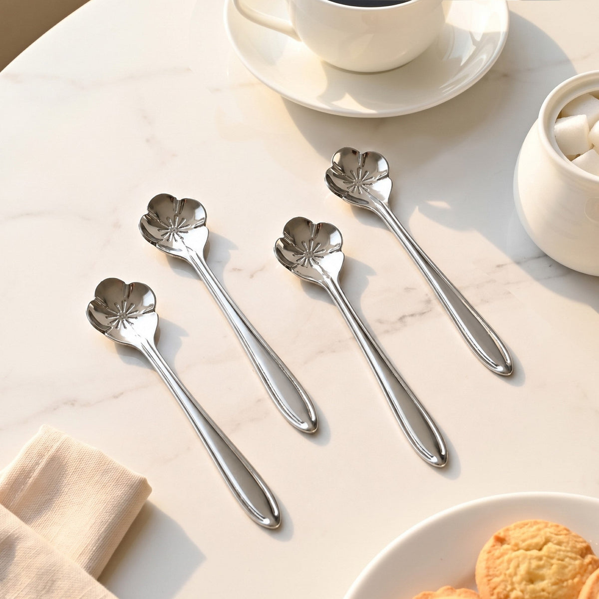 Fleur Brass Tea Spoon Set Of 4