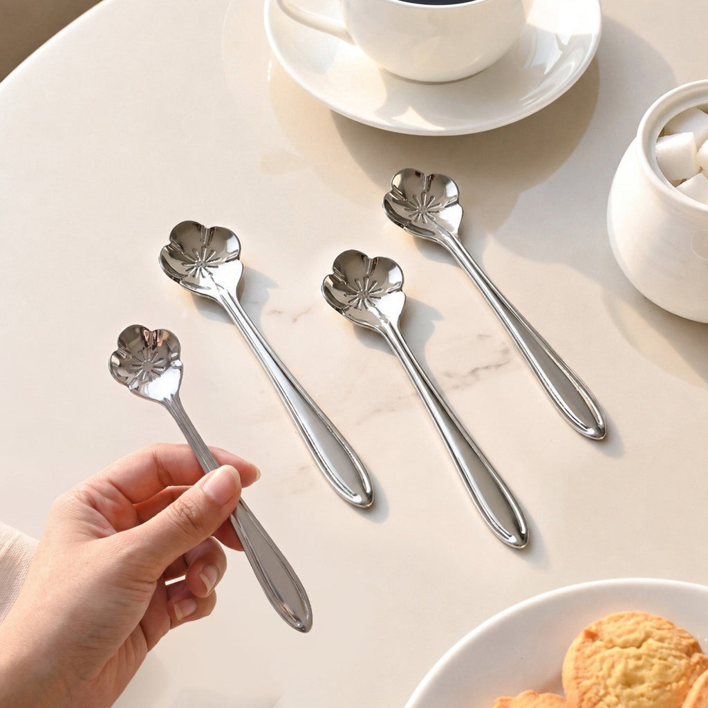 Fleur Brass Tea Spoon Set Of 4