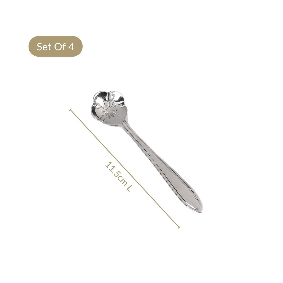 Fleur Brass Tea Spoon Set Of 4