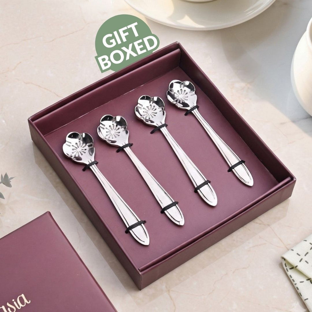 Fleur Brass Tea Spoon Set Of 4
