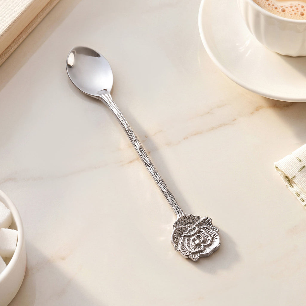 Silver Rose Brass Tea Spoon Gift Set Of 2