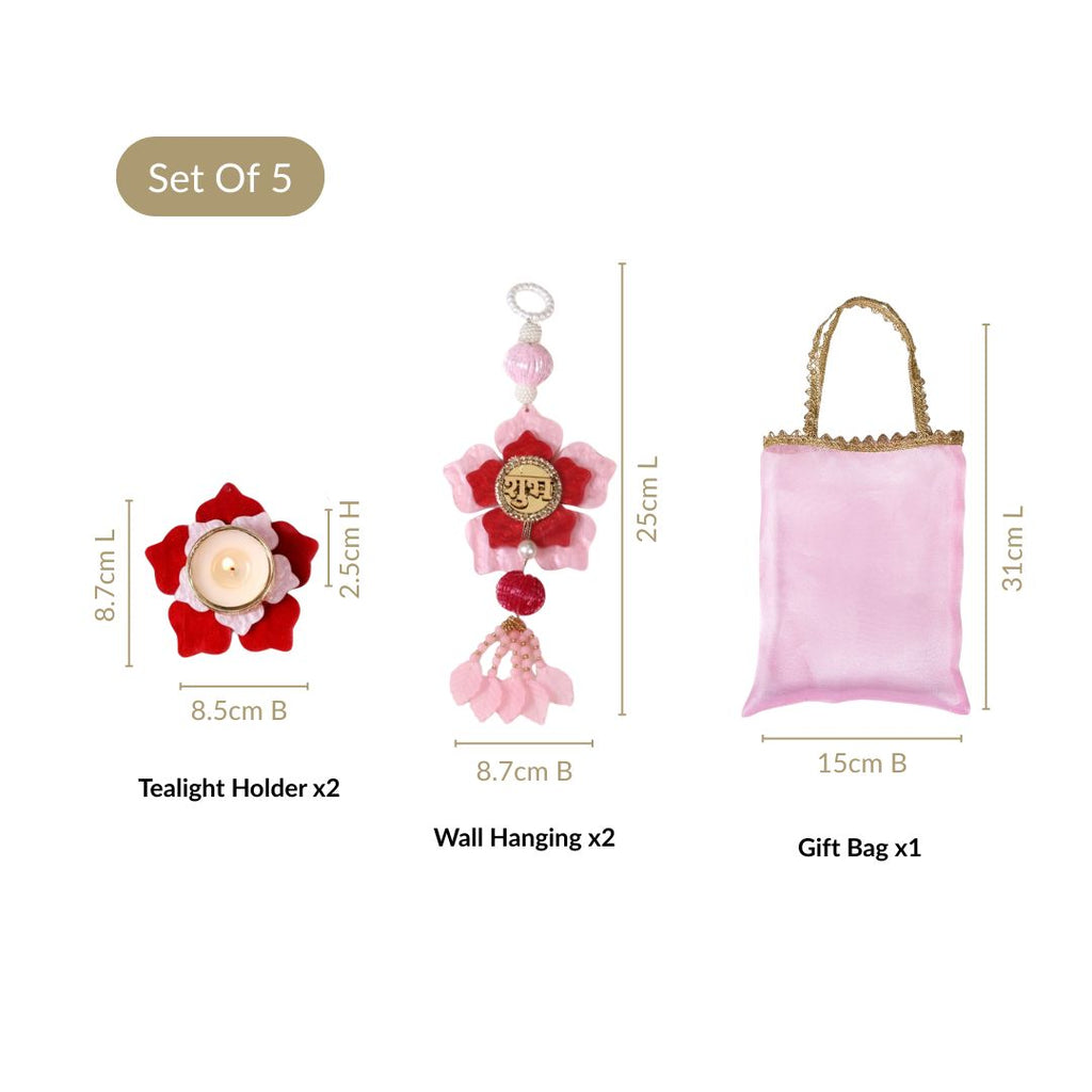 Florissa Wall Hanging And Tealight Holder Set  Of 4 In Gift Bag