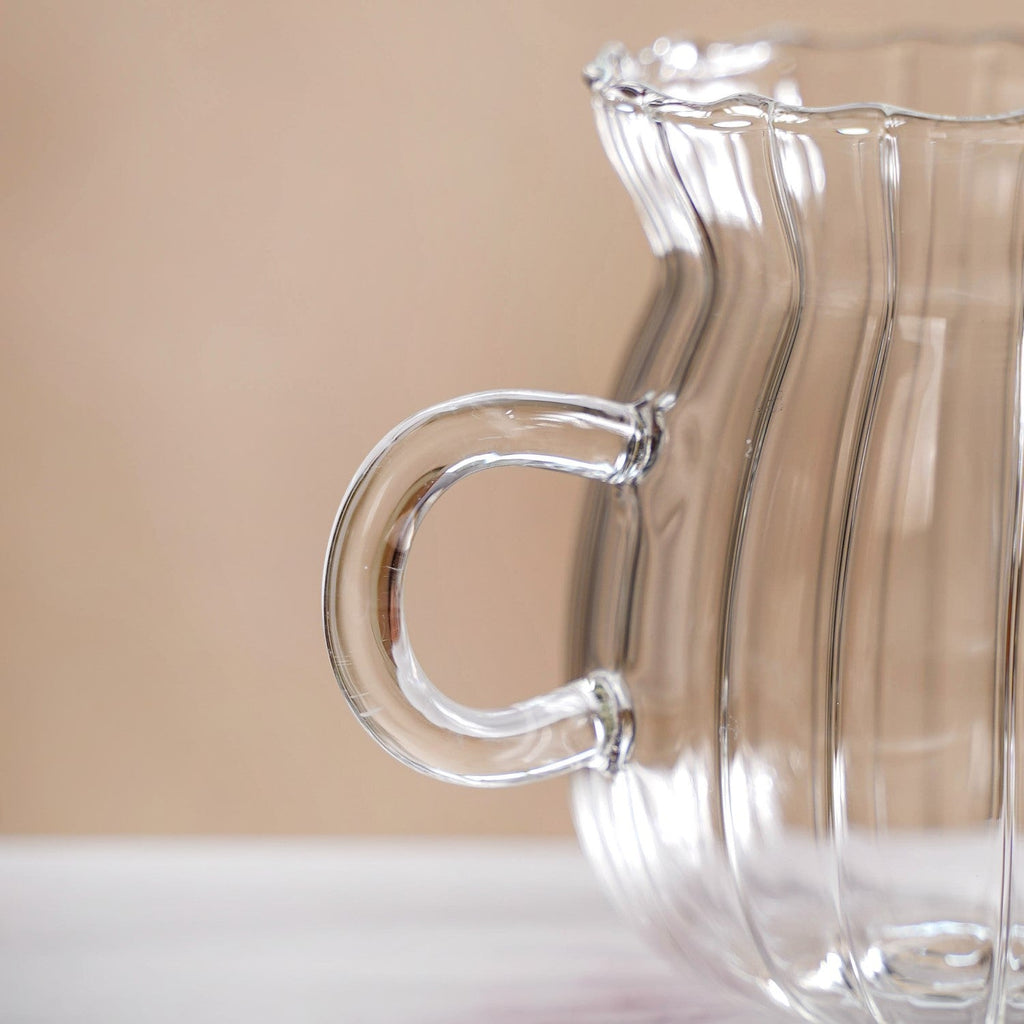 Fluted Glass Creamer Coffee Jug Set Of 2 375ml