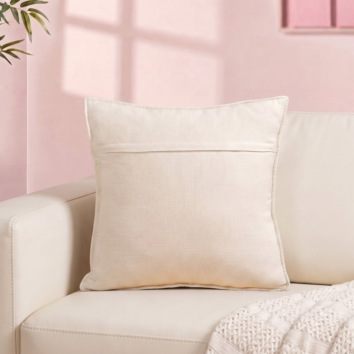 Forest Trail Embroidered Cotton Cushion Cover 45x45cm